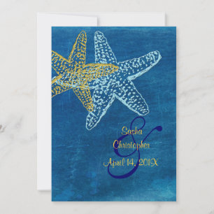 Trouwuitnodigingen voor een strandhuwelijk in vint kaart