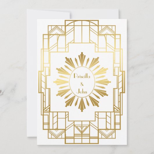 Trouwuitnodigingskaart, Great Gatsby, goud roze Kaart (Achterkant)