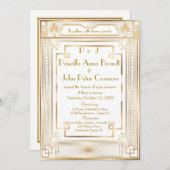 Trouwuitnodigingskaart, Great Gatsby, wit, goud Kaart (Voorkant / Achterkant)