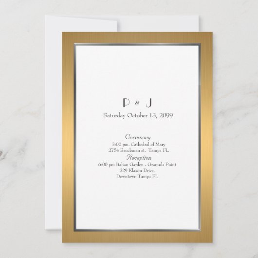 Trouwuitnodigingskaart, Great Gatsby, zilver, goud Kaart (Achterkant)