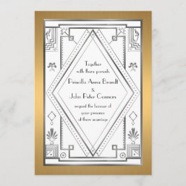 Trouwuitnodigingskaart, Great Gatsby, zilver, goud Kaart