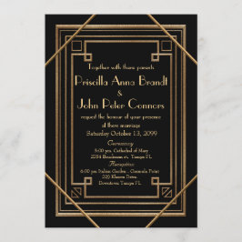 Trouwuitnodigingskaart, Great Gatsby, zwart Kaart