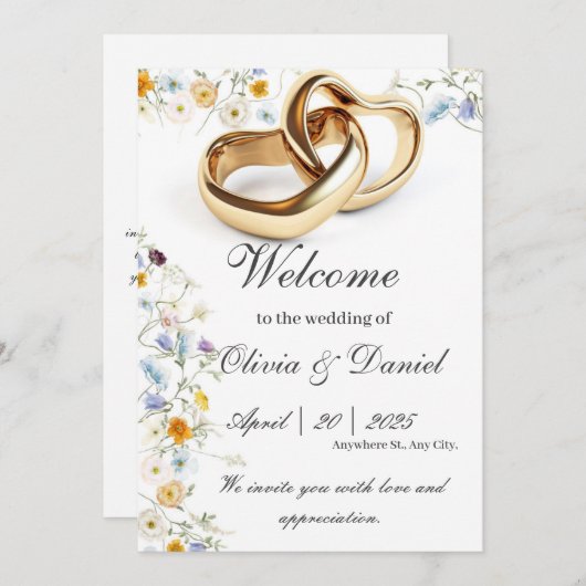 trouwuitnodigingskaarten kaart (Voorkant / Achterkant)