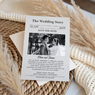 Trouwverhaal Krant Aankondiging Save the Date