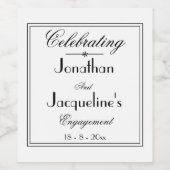 Trouwverlovingsfeest geeft de voorkeur aan chique  wijn etiket (Enkel label)