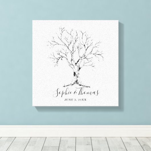 Trouwvingerafdruk Gastenboek handtekening Canvas Afdruk (Insitu (Houten vloer))