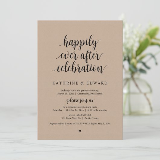 Trouwvlucht, Happily Ever After-viering Kaart (Staand voorkant)