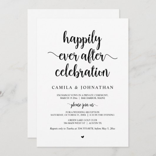 Trouwvlucht, Happily Ever After-viering Kaart (Voorkant / Achterkant)