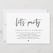 Trouwvlucht, Modern Minimalistisch, laten we feest Kaart (Voorkant)