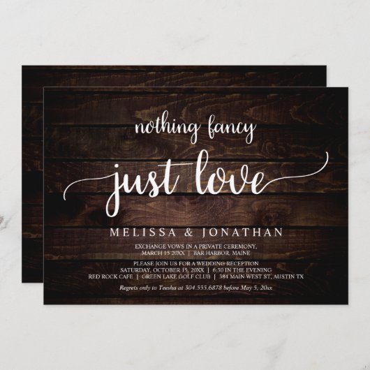Trouwvlucht, Niets fancy gewoon liefde uitnodiging (Voorkant / Achterkant)