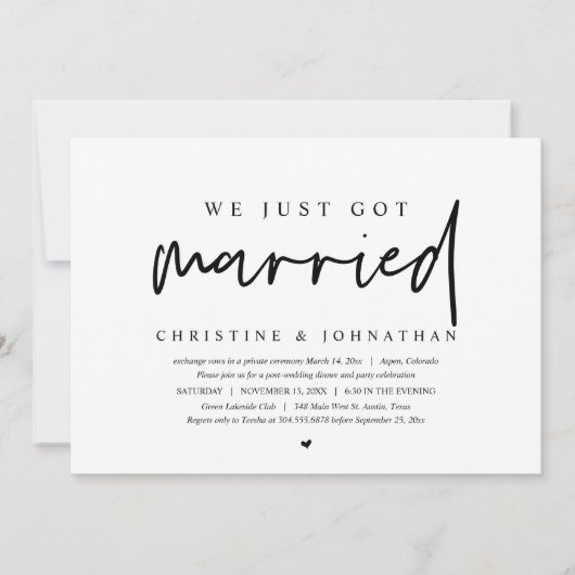 Trouwvlucht, we zijn getrouwd Uitnodiging (Voorkant)