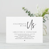 Trouwvluchtfeest, vier met ons uitnodiging (Staand voorkant)