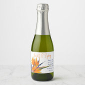Trouwvogel van Paradijs Bloemen Bedankt Sparkling Wijnetiket (Voorkant)