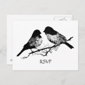 Trouwvogels Zwart Wit RSVP Uitnodiging Briefkaart (Voorkant / Achterkant)