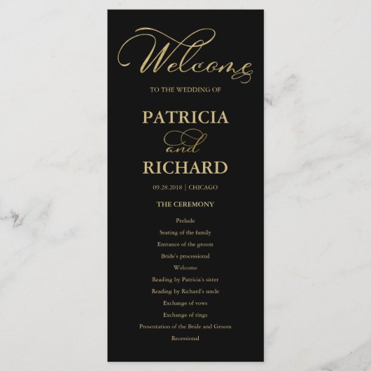 Trouwvolgorde van de viering programmaboekje goud programma (Voorkant)