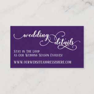 Trouwwebsite Details Elegante Script Diep Paars Informatiekaartje