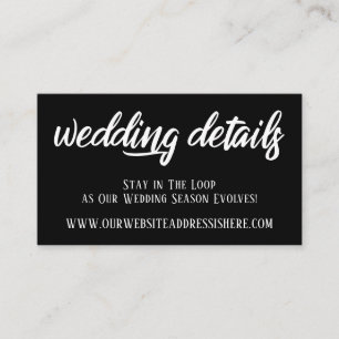 Trouwwebsite Details in Elegant Script, Zwart Informatiekaartje
