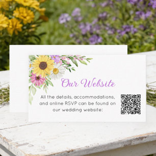 Trouwwebsite met bloemmotief Zonnebloem Margriet W Informatiekaartje