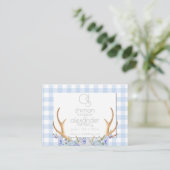 Trouwwebsite | Monogram Blue Gingham Floral Visitekaartje (Staand voorkant)