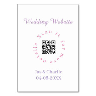 trouwwebsite paars roze scan QR cirkelvormig elega Kaart