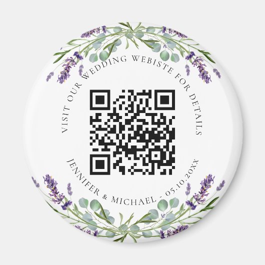 Trouwwebsite QR-code details RSVP lavendel Magneet (Voorkant)