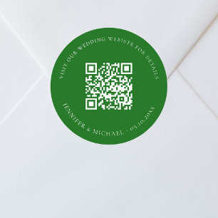 Trouwwebsite QR code details rsvp smaragdgroen Ronde Sticker