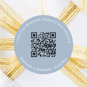 Trouwwebsite QR details informatie RSVP blauw Ronde Sticker