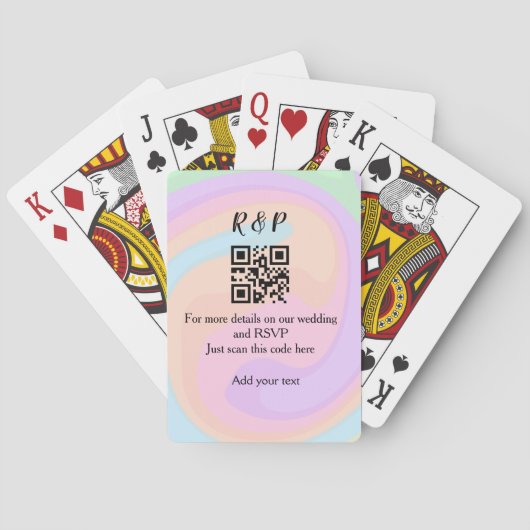 Trouwwebsite RSVP q r code naam toevoegen tekst Pokerkaarten (Achterkant)