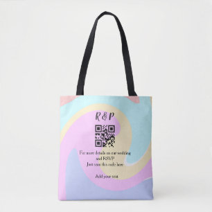 Trouwwebsite RSVP Q R code voeg naamtekst toe Draagtas