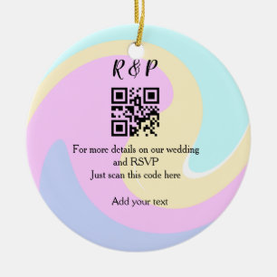 Trouwwebsite RSVP Q R code voeg naamtekst toe Keramisch Ornament