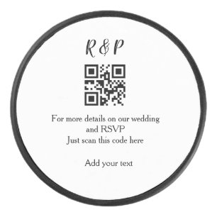 Trouwwebsite RSVP QR-code naam toevoegen tekst dri Hockey Puck