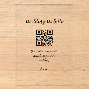 Trouwwebsite scan QR-code voor details oranje zo Acryl Uitnodigingen