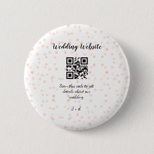 Trouwwebsite scan QR-code voor details sinaasappel Ronde Button 5,7 Cm