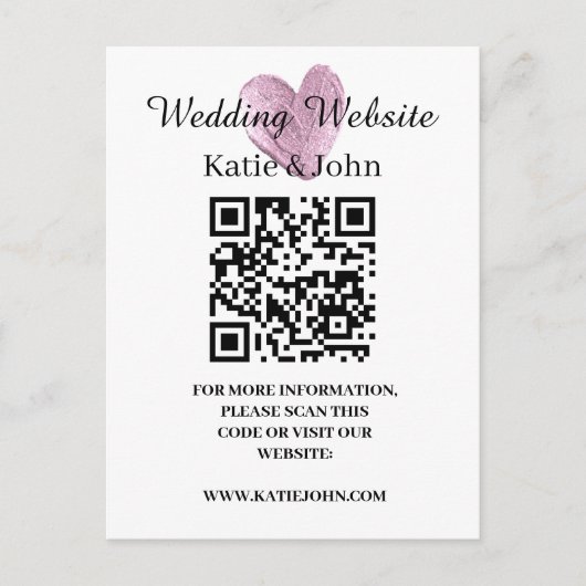 Trouwwebsite Voeg Naam Tekst QR-code Minimalistisc Briefkaart (Voorkant)