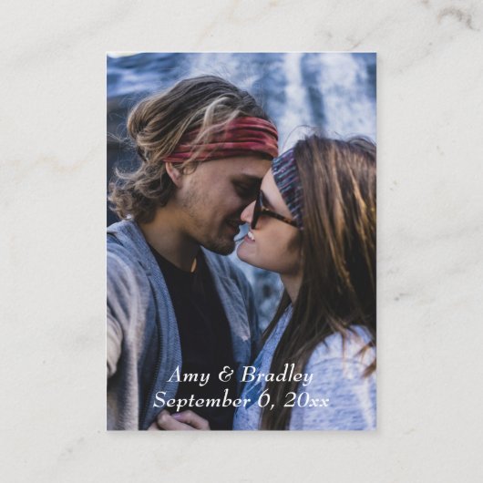 Trouwwebsite | Zwart script en uw foto Informatiekaartje (Achterkant)