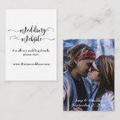 Trouwwebsite | Zwart script en uw foto Informatiekaartje (Voorkant / Achterkant)