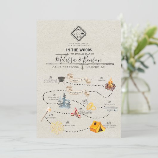 Trouwweekend in de bossen routekaart programma (Staand voorkant)