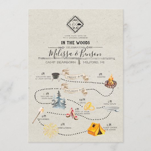 Trouwweekend in de bossen routekaart programma (Voorkant)