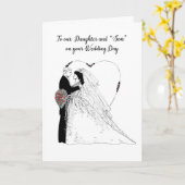 Trouwwensen dochter en “zoon” Zwart Wit, Bruid Kaart (Gele Bloem)