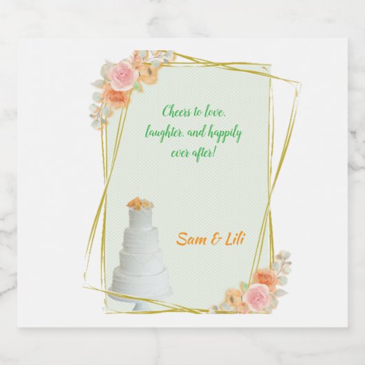 TrouwWijn & Mousserende Wijn Fles Etiket (Enkel label)