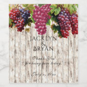 Trouwwijn Waterverf Druiven Wit Hout Panel Wijn Etiket (Enkel label)