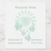 Trouwwijnlabel Pepermunt Vlinders Hart Wijn Etiket (Enkel label)