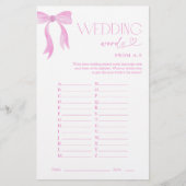 Trouwwoorden van A-Z Pink Bow Vrijgezellenfeest sp (Voorkant)