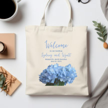 Trouwzakken met Blauwe Hortensia Bloemen