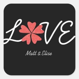 Trouwzegel 'Love in Bloom' Vierkante Sticker