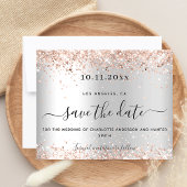 Trouwzilver roos gouden budget save date kaart