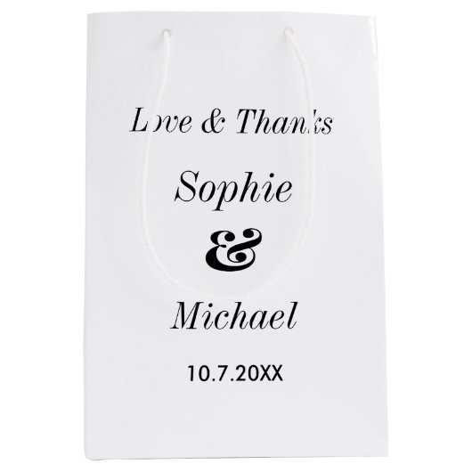 Trouwzwart Wit Klassiek Eenvoudig Medium Cadeauzakje (Voorkant)