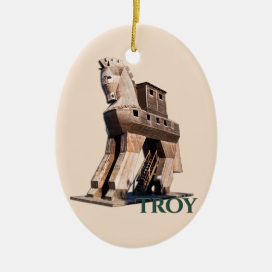 Troy: Trojaans paard Keramisch Ornament (Voorkant)