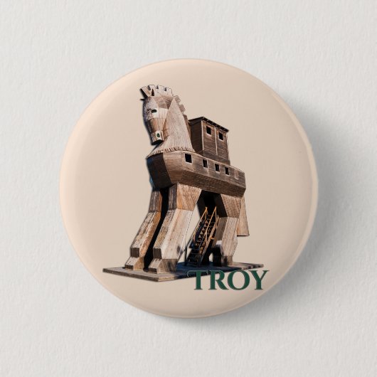 Troy: Trojaans paard Ronde Button 5,7 Cm (Voorkant)