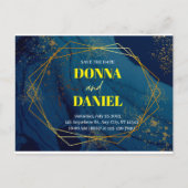 Troyblauwe bloemige trouwuitnodiging aankondigingskaart (Voorkant)